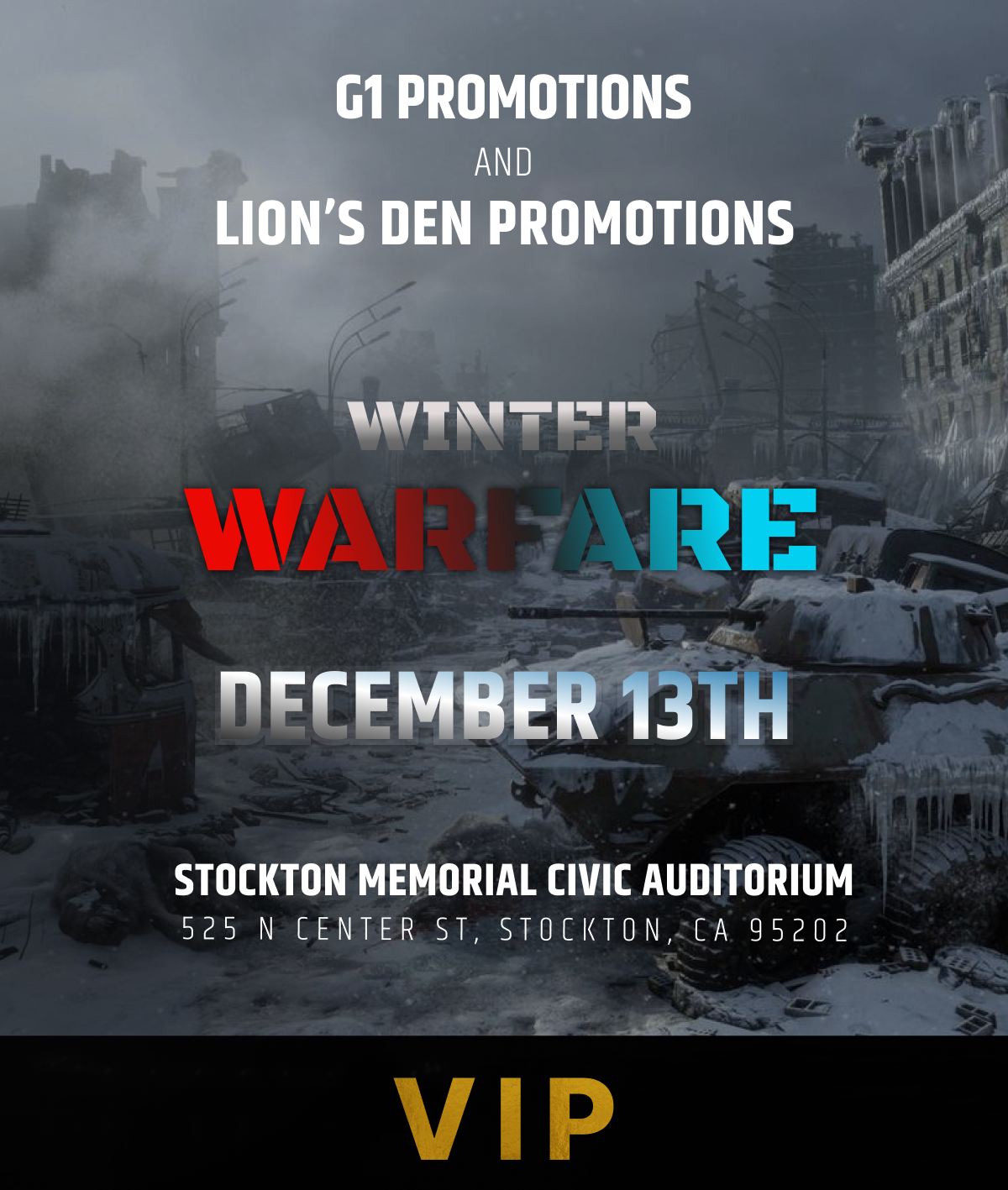 Winter Warfare Stockton Pro Boxing Dec 13 VIP Ticket